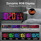XREXS Large Digital Wall Clock Bluetooth Sync, 17.2" RGB Color Changing Digital Clock with Remote Control, Adjustable Brightness Grandfather Clock, Temperature for Home, Gym and Classroom