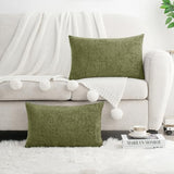 HWY 50 Throw Pillow Cover 12x20 Inch Soft Chenille Sage Green Pack of 2