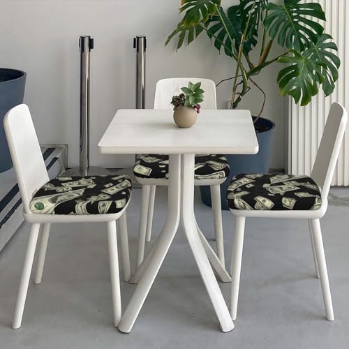 (Dollar Sign Money) Stretch Seat Covers Set of 4 for Dining Room Chairs Elastic Chair Cushion Slipcovers for Kitchen Office