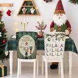 Christmas Chair Covers Set of 6 Green Nutcracker Christmas Tree Chair Back Covers Holiday Dining Chair Slipcovers Protector Kitchen Dining Room Decor Festival Party Decoration