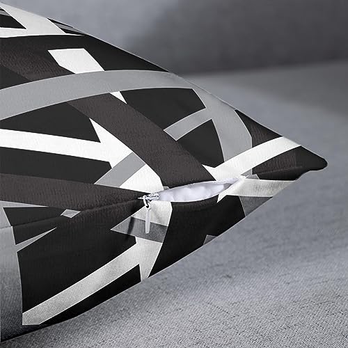 Emvency Set of 2 Throw Pillow Cover Gray Black Stripes Design Retro Decorative Pillow Case Striped Home Decor Square 18x18 Inch Cushion Pillowcase