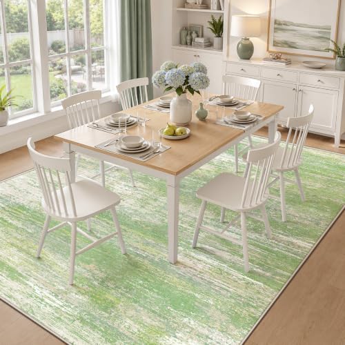 Washable Rug 5x7 Area Rugs for Living Room Soft Non Slip Green
