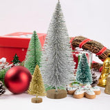 30PCS Bottle Brush Christmas Trees Mini Bottle Brush Trees with Wood Base Tabletop Small Christmas Village Tree, Xmas Holiday Decor