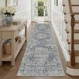 2'6''x8' Washable Runner Rug for Hallway Kitchen, Blue