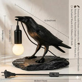 Raven Lamp Gothic Decor, Black Crow Table Lamp with LED Bulb, Unique Dark Aesthetic Night Light for Bedroom Desk, Halloween Home Decoration Gift