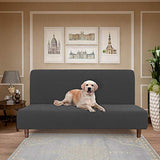 Easy-Going 100% Waterproof Futon Cover, Dual Waterproof Couch Cover for Futon, Stretch Jacquard Sofa Cover, Leakproof Furniture Protector for Kids, Pets, Dog and Cat, Dark Gray
