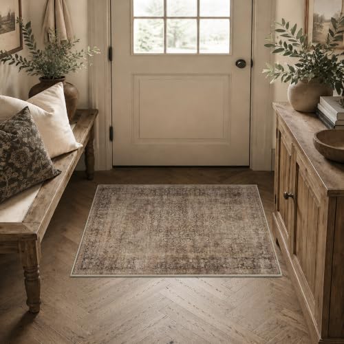 HelloTree 2x3 Vintage Machine Washable Entryway Rug, Non-Slip Door Mat