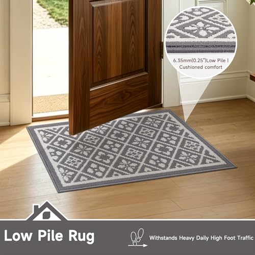 Indoor Door Mat 24" X 36"Absorbent Dog Muddy Paws Mat Low-Profile Entrance Small Runner Rug With Non-Slip Rubber Backing Machine Washable Inside Welcome Mat For Hallway,Entryway,Kitchen(Grey)