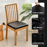 SearchI Waterproof PU Leather Seat Covers for Dining Chairs, 4 Pack Stretch Dining Room Chair Seat Covers, Kitchen Chair Seat Covers Protectors (Black)