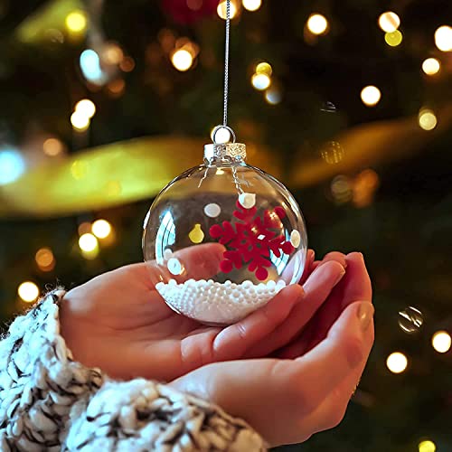 10-Pack Clear Plastic Ornaments, 80mm Clear Plastic Refillable Decorative Ball, 3.15 inch Christmas Fillable Balls for DIY Crafts, Christmas Tree Decoration, Wedding Party, Christmas House Decoration