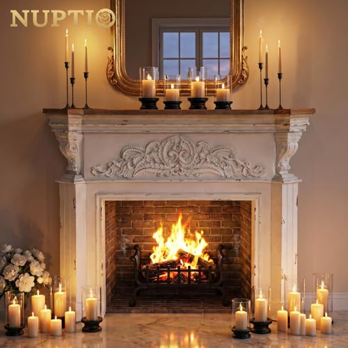 NUPTIO Hurricane Candle Holder for Pillar - Set of 2 Black