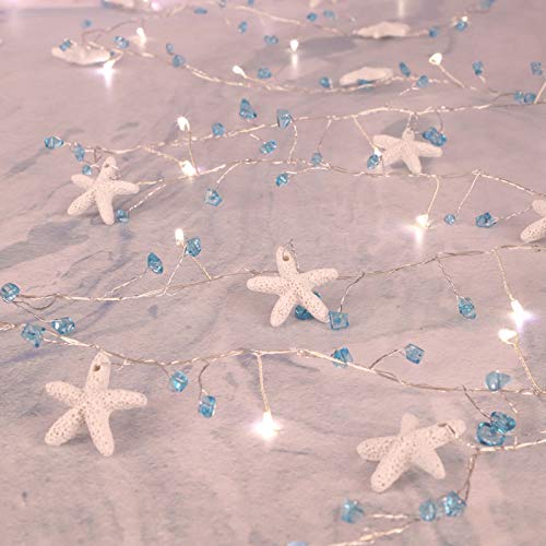 Impress Life Starfish Diamond String Lights, 10FT 40 LED Battery USB Operated with Remote Control for Nautical Beach Themed Christmas Decoration Wedding Party Decorating