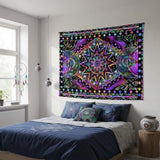 Blacklight Sun and Moon Tapestry Glow in The Dark Neon Hippie Bohemian Tapestries for Bedroom Aesthetic UV Reactive Purple Celestial Tie Dye Tapestry Wall Hanging for Living Room Dorm (40'' × 30'')