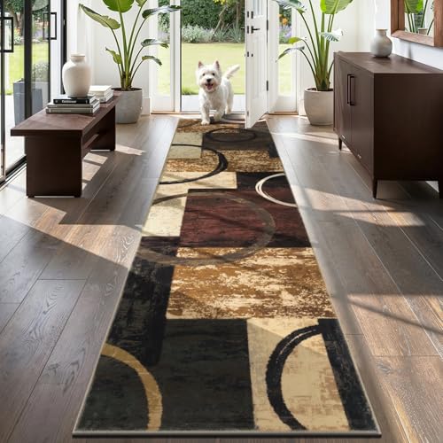 2x8 Washable Modern Abstract Runner Rug Non-Slip for Hallways
