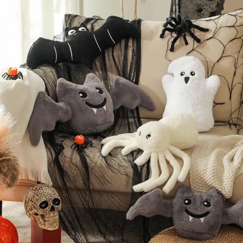 YRXRUS Halloween Spider Pillows, Spider Shaped Throw Pillow for Happy Halloween Decoration, White Plush Gifts, Extra-Large 16x22 in Cute Soft Rabbit Fur Pillow for Fall Pillows