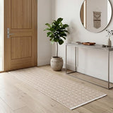 Cotton Diamond Woven Runner Rug 2x6 Feet - Beige, Non Slip Super Soft Farmhouse Space Patio Throw Carpet Ideal for Hallways, Kitchen, Living Room | Neutral Large Bedroom Area Décor Floor Décor Mats