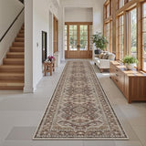 2x10 Runner Rug Vintage Hallway Runner Rug Non Slip Machine Washable Stain Resistant Rugs for Bedroom Bedside Kitchen Entryway Rust Carpet Runners