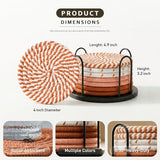 Lazebox Coasters Set of 8 for Drinks, 4 Inch Large Coasters for Coffee Table, Tabletop Protection for Hot & Cold Drinks, Versatile Coasters for Home Decor, Non-Slip & Easy to Clean, Orange