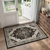 2x3 Washable Entryway Rug, Black Rusty Red