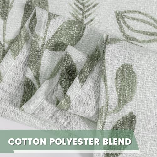 MEETSKY Sage Green Curtains 84 Inches Long 2 Panels Boho Curtains for Living Room Light Filtering Patterned Drapes for Bedroom Linen Style Back Tab Leaf Print Window Treatment, 50” Wide Each Panel