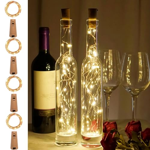 Wine Bottle Lights 20 LEDs Cork Lights Waterproof Battery (Included) Operated Fairy Mini String Lights for DIY Jar Indoor Bedroom Party Wedding Christmas Decor Pack of 4(Warm White)