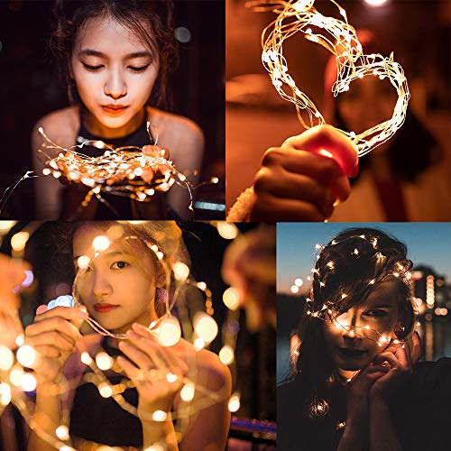 CYLAPEX 6 Pack Fairy Lights Battery Operated 7ft 20 LED Mini String Lights Silver Wire Firefly Starry Moon Lights for Wedding Mason Jars Party Christmas Centerpiece Table Decorations, Warm White