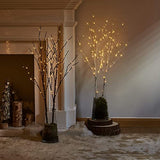 Birchlitland Lighted Brown Branches 32IN 100 LED with Timer Battery Operated, Artificial Tree Branch with Warm,Willow Branch Lights for Home Bedroom Fireplace Christmas Holiday Decoration