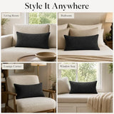 Boucle Lumbar Pillow Cover 16x24 inch Black