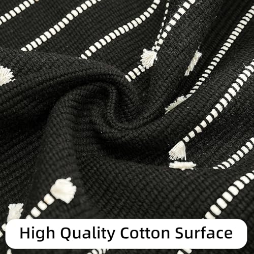 Tritard Washable Runners for Hallways 2x6 Boho Runner Rug with Tassels, Woven Cotton Kitchen Hallway Rug Runner Farmhouse Low Pile Rugs Carpet for Indoor Entryway Bathroom Laundry Bedroom, Black White