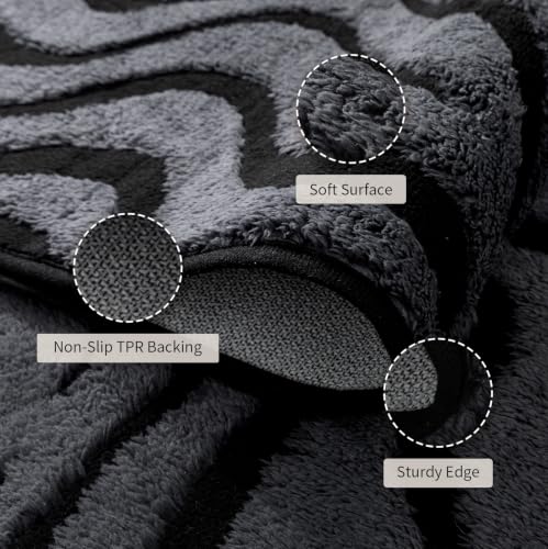Zebra Hallway Runner Rugs 2x8: Grey Washable Bathroom Rug