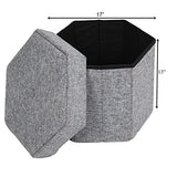 Vintiquewise Small Grey Foldable Hexagon Pouf Ottoman Foot Rest, Soft Ottoman Pouf Foot Stool for Living Room, Bedroom, Office, Storage Ottoman for Couch