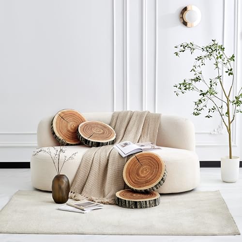 HYSEAS Decorative Round Throw Pillow, 3D Digital Print Comfortable Funny Cute Wood Log Pillow Circle Seating Floor Cushion for Home, Couch, Sofa, Bedroom, Stump, 16 x 2.75 Inch, 2 Pack
