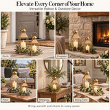 Antique Gold Decorative Metal Lanterns Indoor Outdoor Set of 2