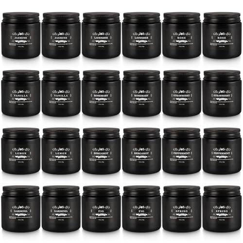 Scented Candle Set 24 Pack,Black, Candle for Home Scented, Odor Eliminating, Stress Relief, Long Lasting Soy Wax Gift Set