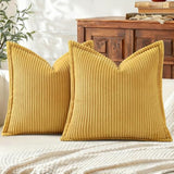 Mecatny Corduroy Fall Throw Pillow Covers 24x24 Set of 2 Mustard Yellow