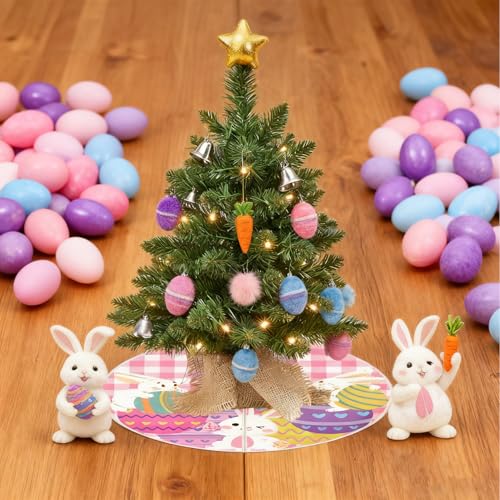 15 Inch Mini Easter Tree Skirt 4th of July Tree Skirt American Flag Day Memorial Day Double Sided Print Mat Independence Day Easter Holiday Party Home Tabletop Christmas Tree Decoration