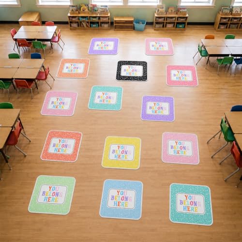 Tinideya 24 Pcs Classroom Carpet Seats 16.5 Inch Composition Notebook Classroom Rug Floor Mat Cushions Group Activity Spots Marker for Back to School Playroom