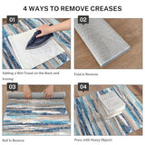 Lansny Abstract Runner Rug 2x6, Blue Washable Hallway Runner Rug Non-Slip, Soft Printed Kitchen Runner, Thin Faux Wool Runners for Hallways, Modern Floor Carpet for Entryway Bedroom Hall Indoor