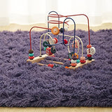 Foxmas Soft Fluffy Area Rugs for Bedroom Kids Room Plush Shaggy Nursery Rug Furry Throw Carpets for Boys Girls, College Dorm Fuzzy Rugs Living Room Home Decorate Rug, 3ft x 5ft, Grey Purple