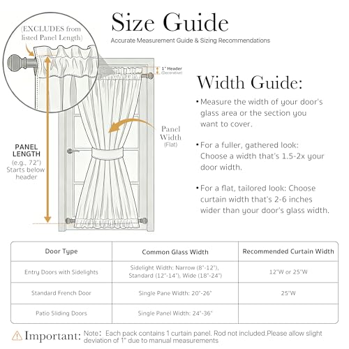 PONY DANCE Blackout Door Window Curtains, Dual Rod Pocket Grey Drape for Front Glass French Door, Privacy Thermal Insulated Room Darkening Curtain for Sidelight Window, W 25 x L 72 inch, 1 Panel