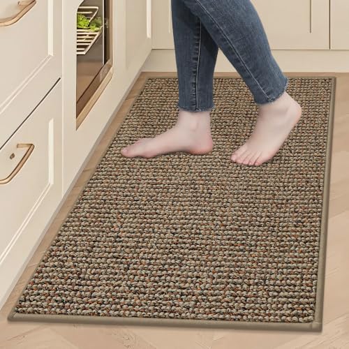 BEQHAUSE Kitchen Rugs 24"x36", Kitchen Mats for Floor Non-Slip, Taupe