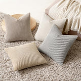 MIULEE Soft Corduroy Decorative Throw Pillow Covers Neutral Tan 18x18