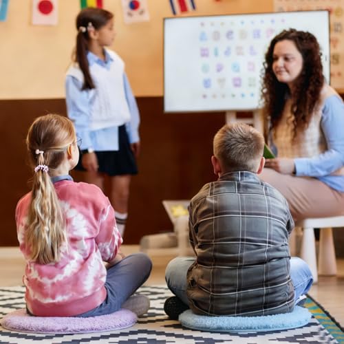 JarThenaAMCS 6Pcs Pastel Student Carpet Seats 16" Round Floor Seats Soft Circle Floor Rug Mats for Back to School Classroom Group Activity Learning Play Areas Supplies