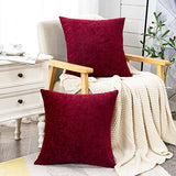 GAWAMAY Burgundy Red Chenille Throw Pillow Covers 16x16 Set of 2 for Couch