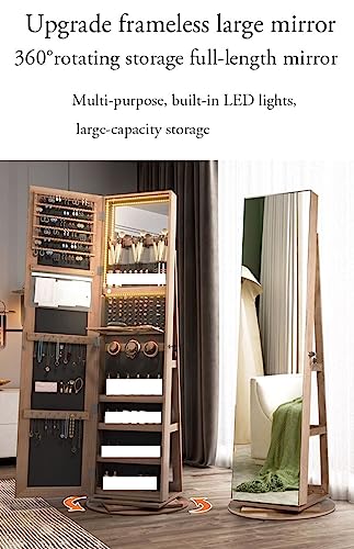 Floor-Standing Full-Length Mirror Style Simple Large-Capacity partition Jewelry Cosmetics Storage Multi-Functional Dressing Mirror (C b)