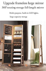Floor-Standing Full-Length Mirror Style Simple Large-Capacity partition Jewelry Cosmetics Storage Multi-Functional Dressing Mirror (C b)