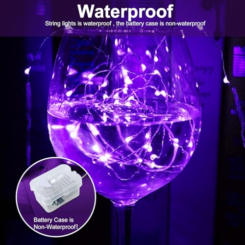 AIKEI 12 Pack LED Fairy Lights Battery Operated, Mini String Lights Waterproof 7ft 20 Led Firefly Starry Lights for Wedding Party Bedroom Garden Christmas Decoration Purple