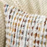 Aeckself Boho Chenille Tufted Pillow Cover 12 x 20 Inch, Rectangle Decorative Lumbar Throw Pillow Cover Neutral Pillowcase for Couch Bedroom Living Room, Orange White