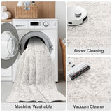 FMFUNCTEX 2x8 Hallway Runner Rug Washable Grey Neutral Oriental Distressed