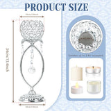 12 Pcs Silver Elegant Metal Crystal Tea Light Candle Holders
